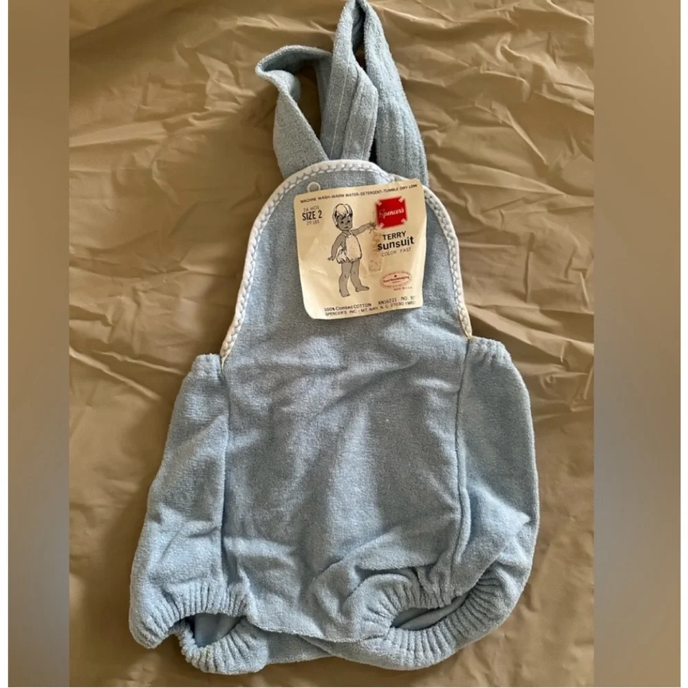 New Vintage Terry Cloth Overalls for kids - Light Blue